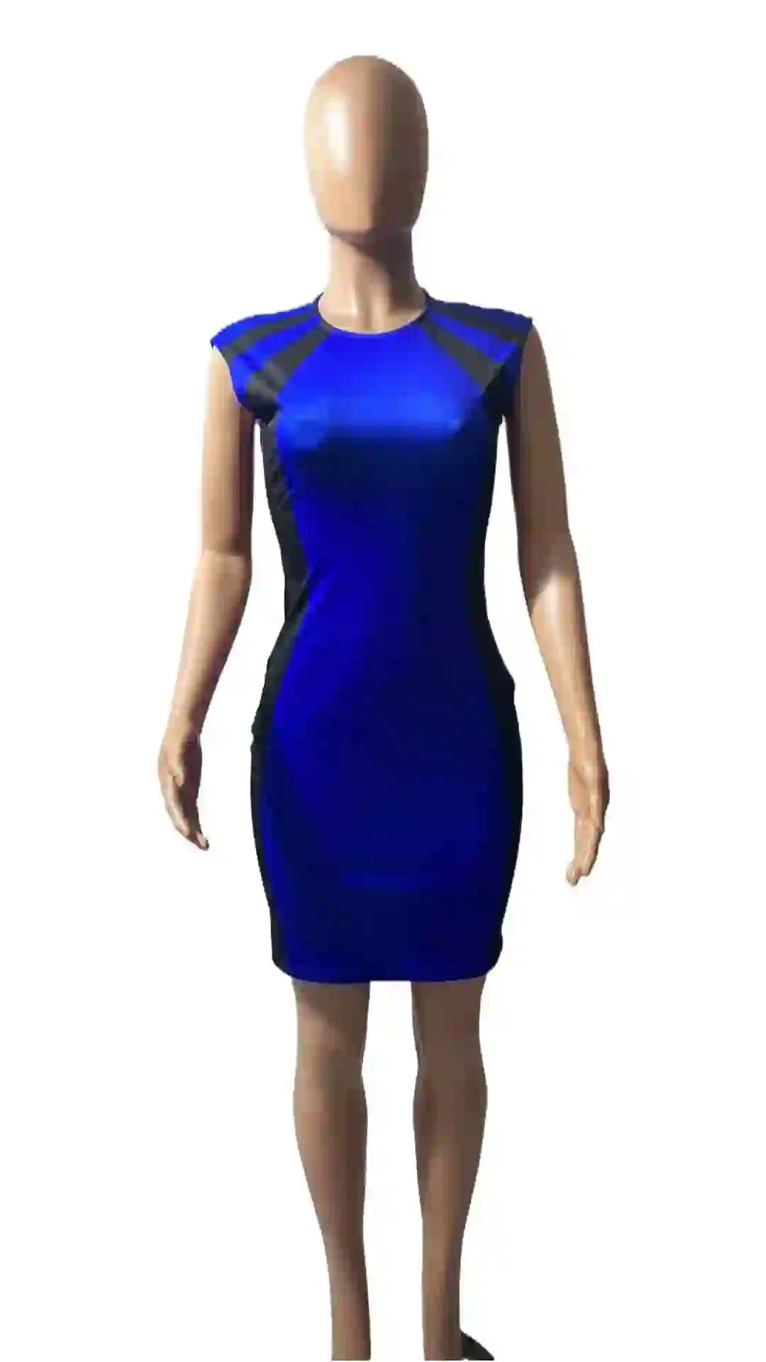 Colorblock Round Neck Bodycon Dress Sleeveless Casual Mini Black Dress – Maison KAVRE